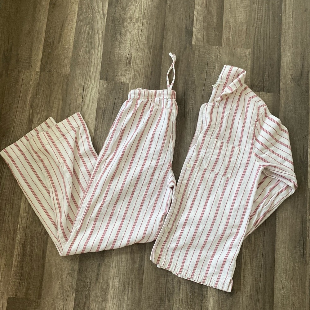 Garnet Hill striped organic cotton pajama set